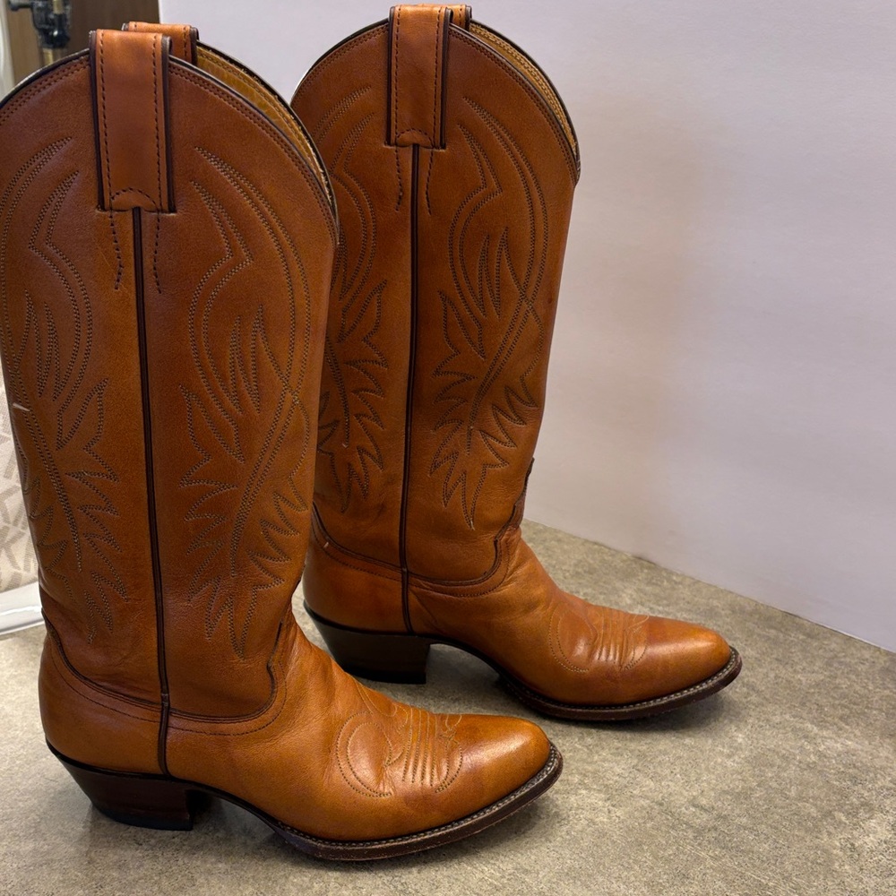 Justin Brown Leather Cowgirl Boots style #4182 - Picture 1 of 5